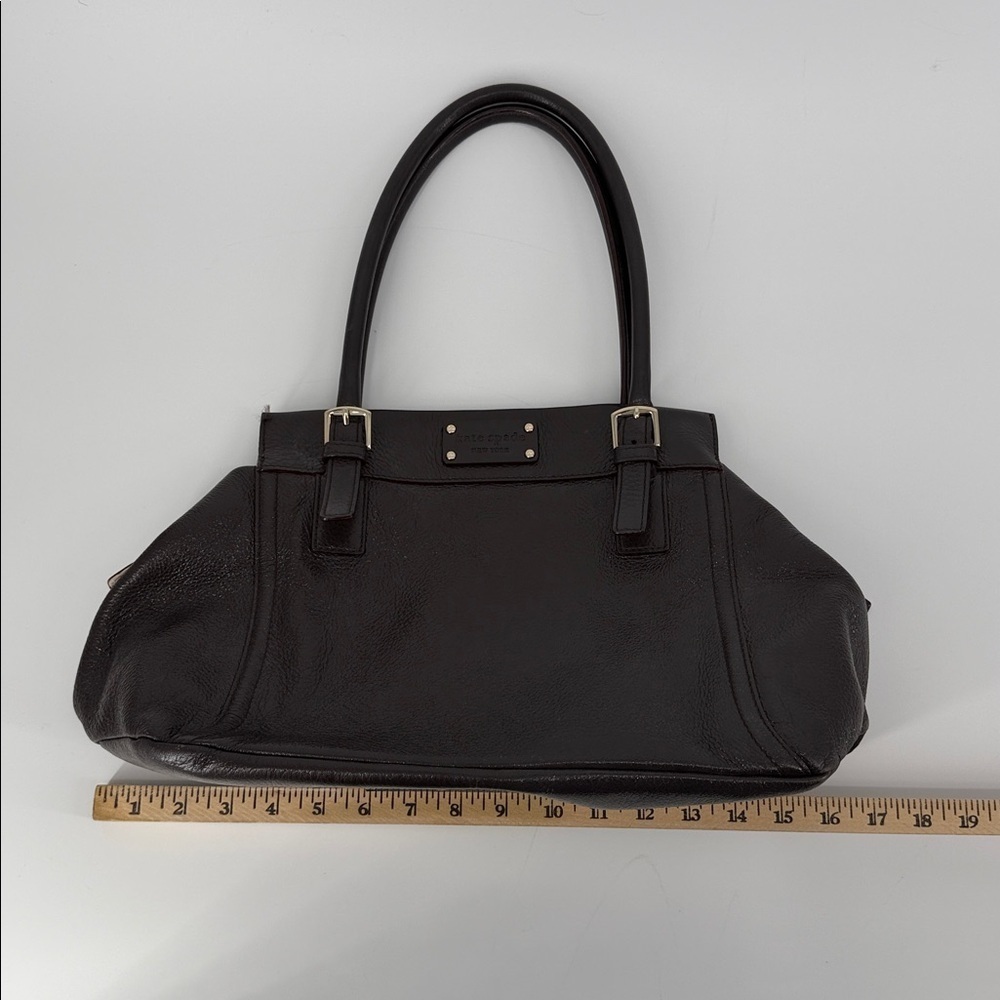 KATE SPADE Dark Chocolate Brown Pebble Leather Shimmer Shoulder Bag - Picture 3 of 13